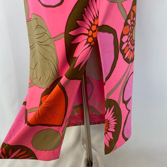 Vintage 70s Maxi Skirt Medium Large Hot Pink Floral Boho Neon Retro Hippie MCM - Picture 8 of 16
